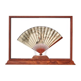 诗匀新中式实木双面画框成扇子画装裱透明展示框防尘收藏扇面画框