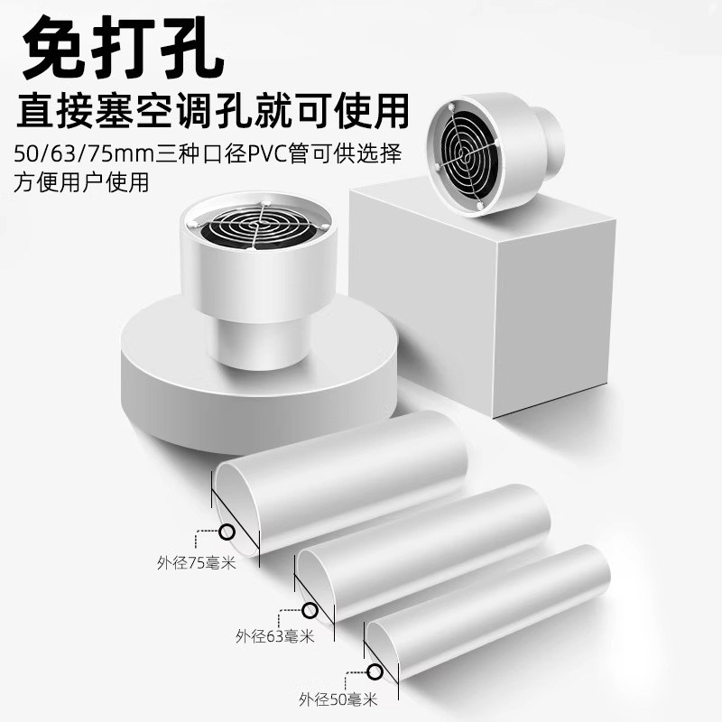 小口径排气扇空调孔小孔换气扇75管道排风扇穿墙一体式排风机墙排