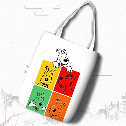 丁丁历险记 购物袋 Tintin 动漫周边帆布手提单肩包大容量斜挎包