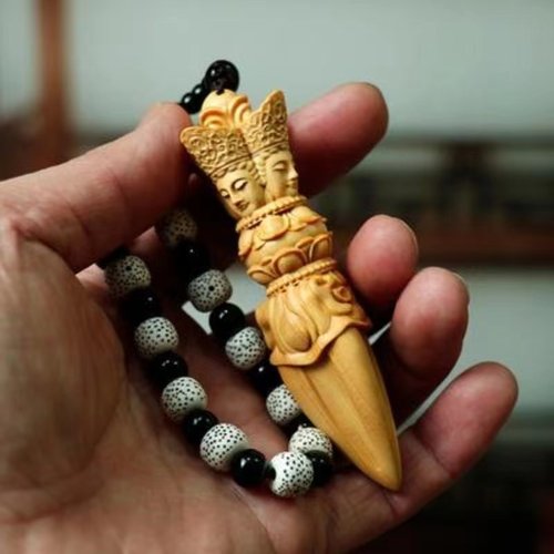 黄杨木雕金刚降魔杵实木手把件男士随身把玩工艺品饰品文玩手玩件