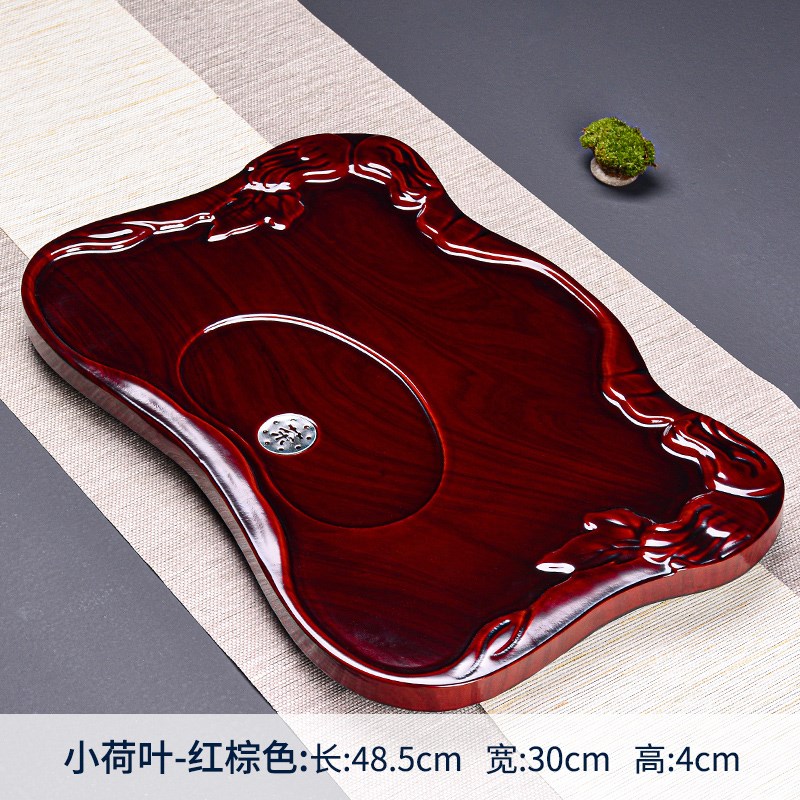 实木茶盘家用整块科技木平板排水式茶海功夫茶具茶台托盘干泡大号