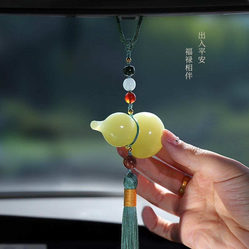 玉石葫芦车挂饰品汽车内吊饰后视镜挂件平安福禄创意高档男生吊坠