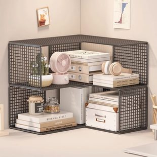 书架桌面置物架工位收纳架家用桌上转角书柜学生宿舍书桌简易柜子