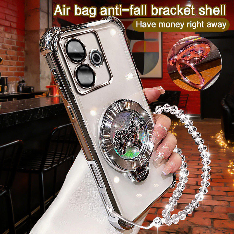 小米pocom6手机壳4g新年全包电镀磁吸支架高级感小米POCOM6马上有钱男女通用防刮防摔轻薄简约个性保护套