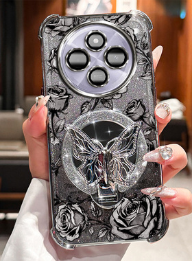 印度 POCOC67 手机壳 pococ67 印度版高级感磁吸支架玫瑰印花带手链明星同款闪粉磁吸支架高透奢感爆款高端壳