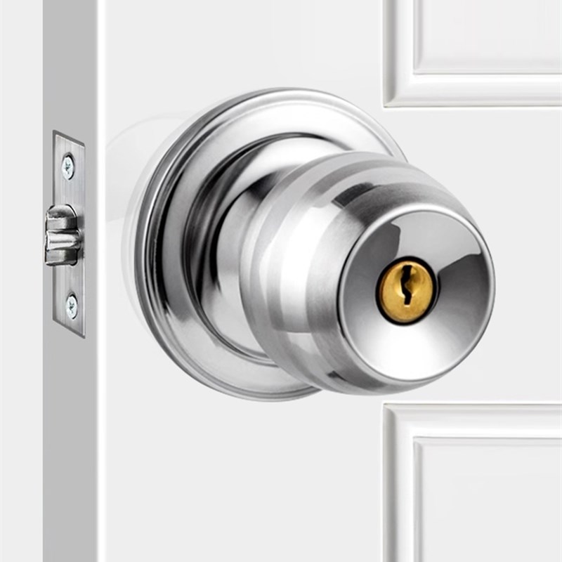 门锁家用通用型球形锁室内卧室卫生E间锁具老式房门木门不锈钢圆