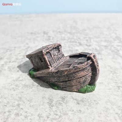 沉船鱼缸沉水造景微景观树脂摆件海底小破船断船多肉花盆趣味装饰