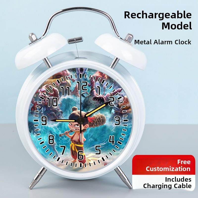 哪咤周边魔童闹海充电款闹钟寸定制敖丙学生专用响铃静音走时