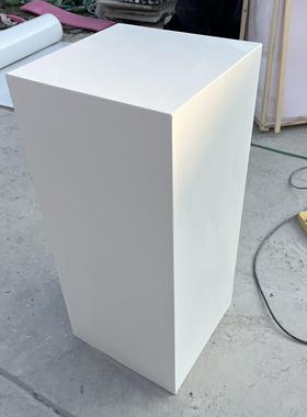 哑光纯白岩板大理石材雕塑底座摆台酒店会所玄关样板间基座展示台