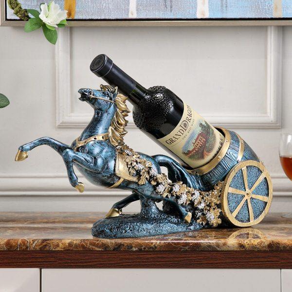 欧式创意复古葡萄红酒架马摆件酒柜装饰品摆设现代家用酒瓶展示架