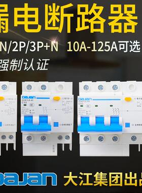 大江漏电开关2P 63A DZ47LE双极32A保护器家用空开触电断路器漏保
