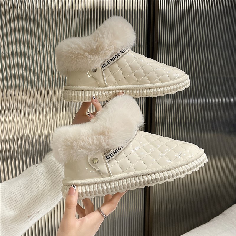 女童雪地靴中大童2022年冬季加绒加厚短靴面包R鞋皮面东北儿童棉