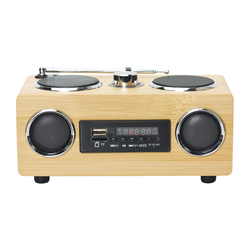复古无线蓝牙竹制手机插卡音响老人迷你木质FM小音箱大功率低音炮