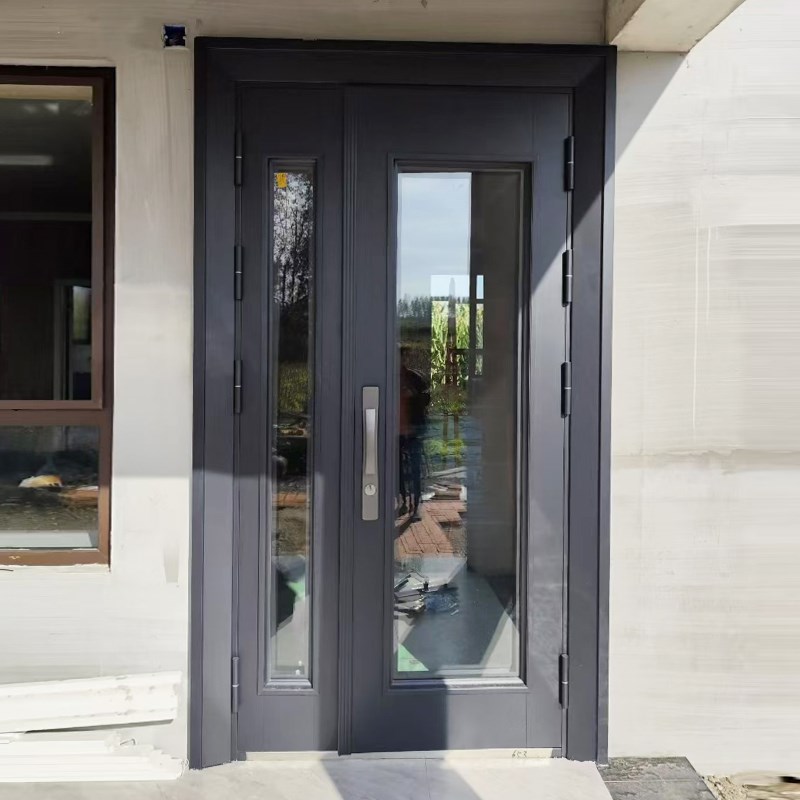 玻璃门锌合金别墅大门双开门农村自建房四开入户门堂屋客厅进户门