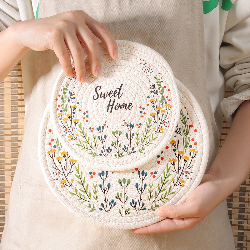 棉线隔热垫编织餐垫高级感北欧防热垫家用杯垫碗垫盘子垫珐琅锅垫