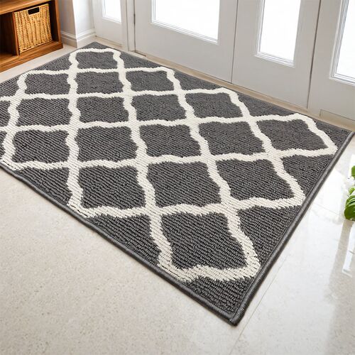 门内地毯家用TPR防滑丙纶编织无异味加厚款入户玄关地垫蹭灰毛圈