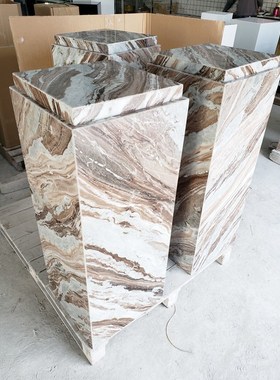 双层天然紫玉兰大理石底座 现代个性时尚简约家居玄关工艺品摆台