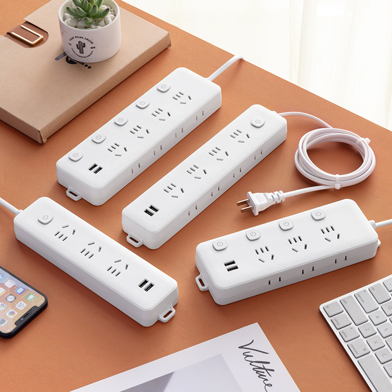 公正午两脚插座带USB二项插头接线板两孔插线板带线X双头插排插板