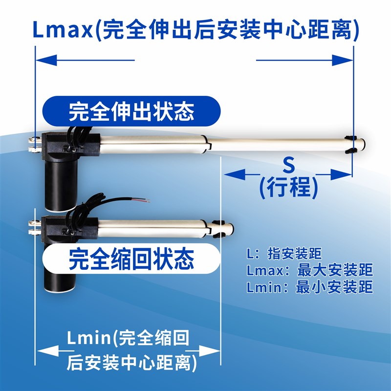 6000N大推力静音电动推杆房车升降C推拉伸缩杆24V直流马达电机包