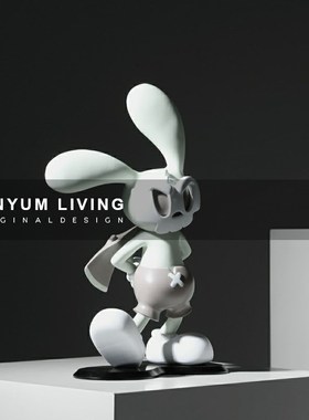 现代简约风儿童房装饰客厅电视柜卡通I动物摆件面具兔子桌面摆设