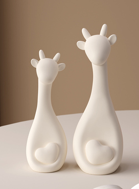 现代简约抽象情侣鹿摆件客厅玄关卧室电视柜小摆S设家居装饰品礼