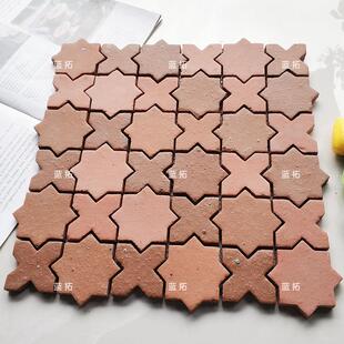 复古十字星陶土砖马赛克蓝色窑变釉面咖啡厅卫生间厨房背景墙瓷砖