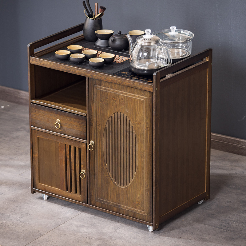 移动茶桌新中式家k用茶几非实木小茶台办公室烧水壶一体茶车储物