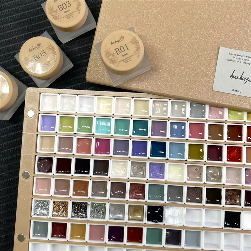 水彩颜料美甲甲油胶拍拍胶s48格半块全块分装收纳盒3d打印塑料盒