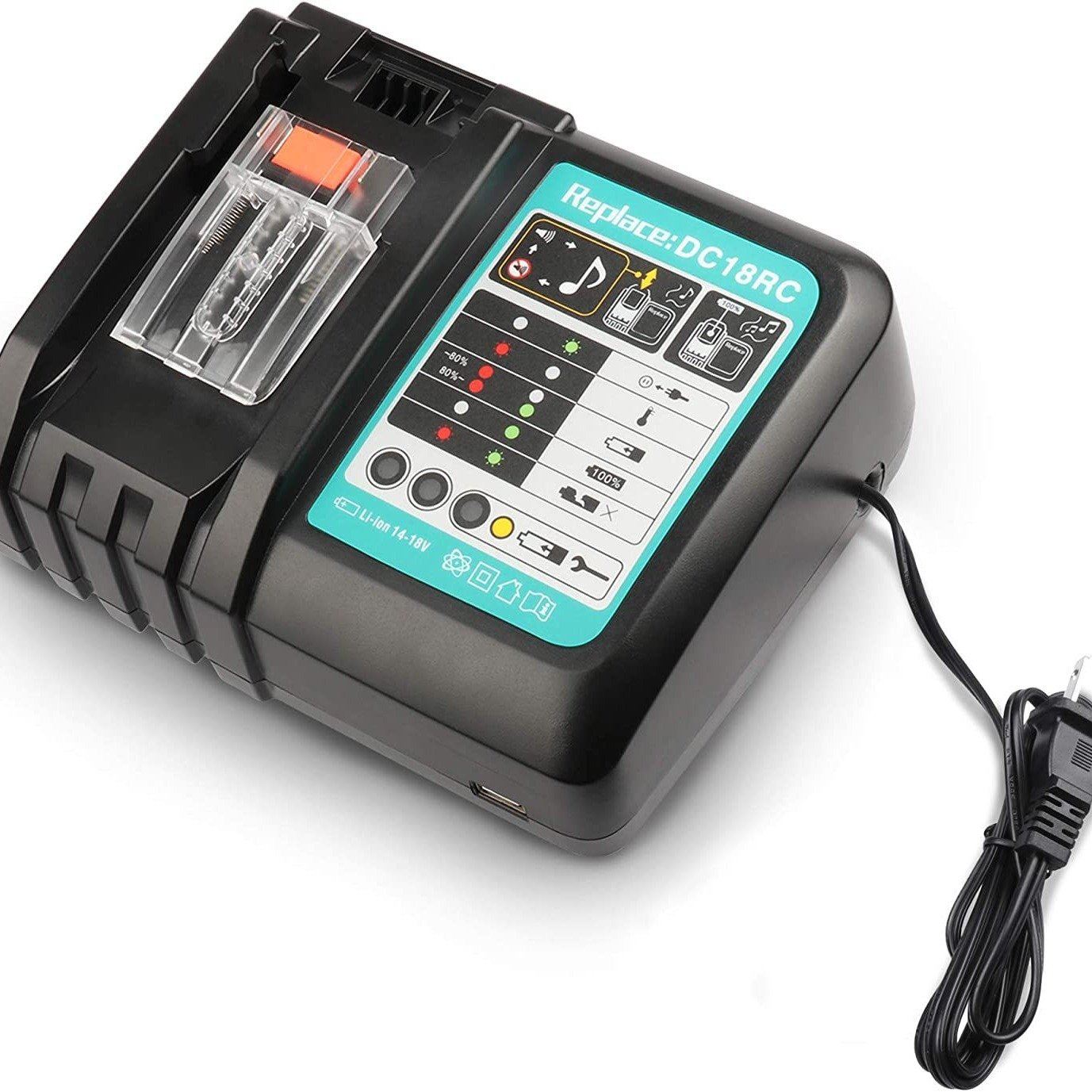 适用  充电器14V 18V工具电池DC18RC锂电 池充电器带USB