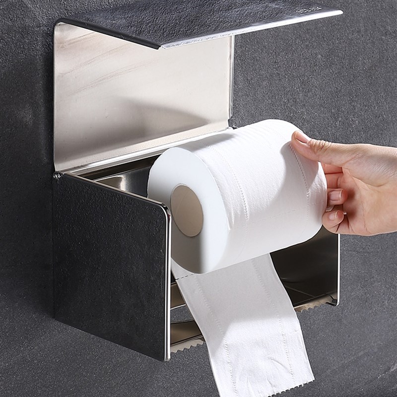 卫生间厕所纸f巾盒304不锈钢厕纸盒防水抽纸盒卷纸器纸巾架 免打