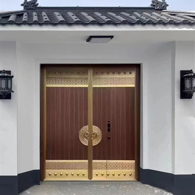 定制铜门别墅大门双开门农村自建房大门四开进户门乡村庭院子母门
