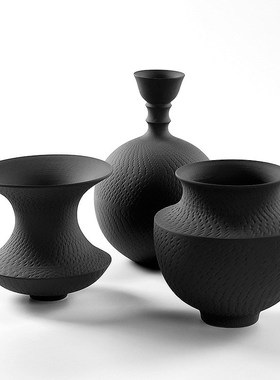 中式素烧陶瓷花瓶纯色插花瓷瓶古典大肚子瓷罐客厅摆件