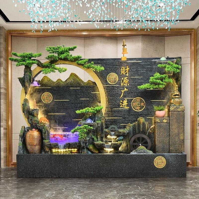 大假山流水喷泉别墅花园庭院阳台鱼池水景装饰水幕墙屏风隔断厂家