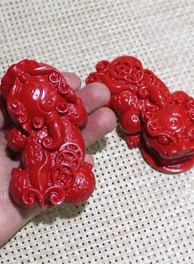 天然朱砂招财貔貅摆件一对皮休护身家居客厅办公室摆设汽车装饰品