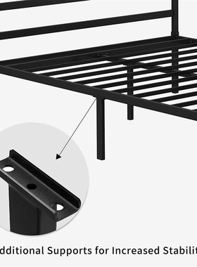 顶篷床架金属四张海报35.56厘米平台内置床头板强力金属板条床垫