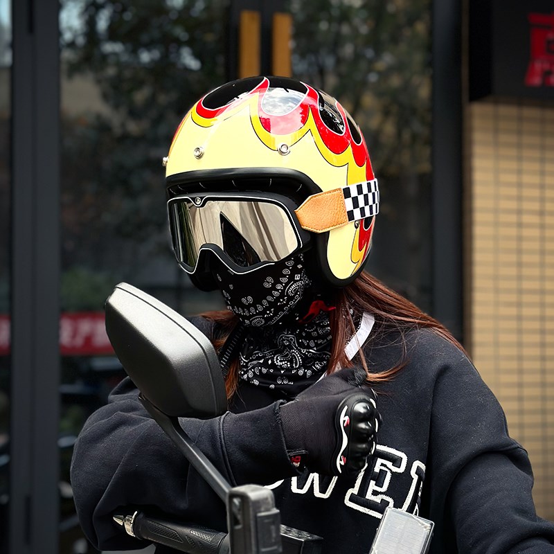 美式复古头盔贝摩托车半盔哈尔巡航夏季头盔雷机车骑行Z四分之三