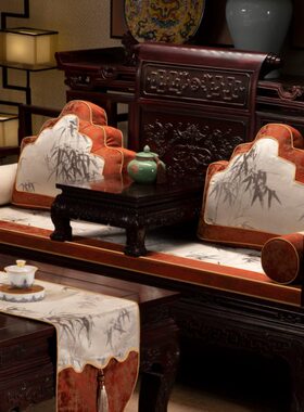 实木家具红木沙发垫中式古典罗汉床垫子飘窗垫五件套海绵乳胶定制
