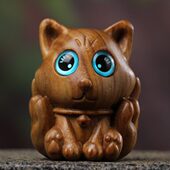 绿檀木动物可爱木雕九尾狐摆件檀香木文玩手把件九尾狐吊坠工艺