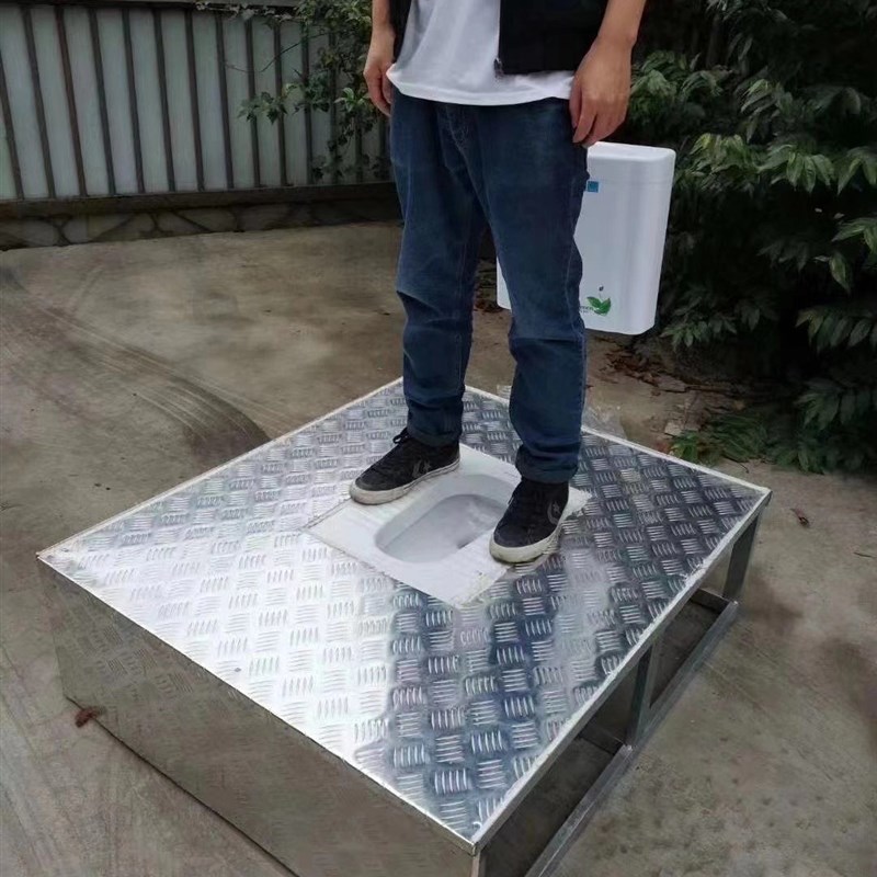 铝板一体蹲坑免挖坑工程移动厕所多用侧排蹲便器可定制尺寸农改厕