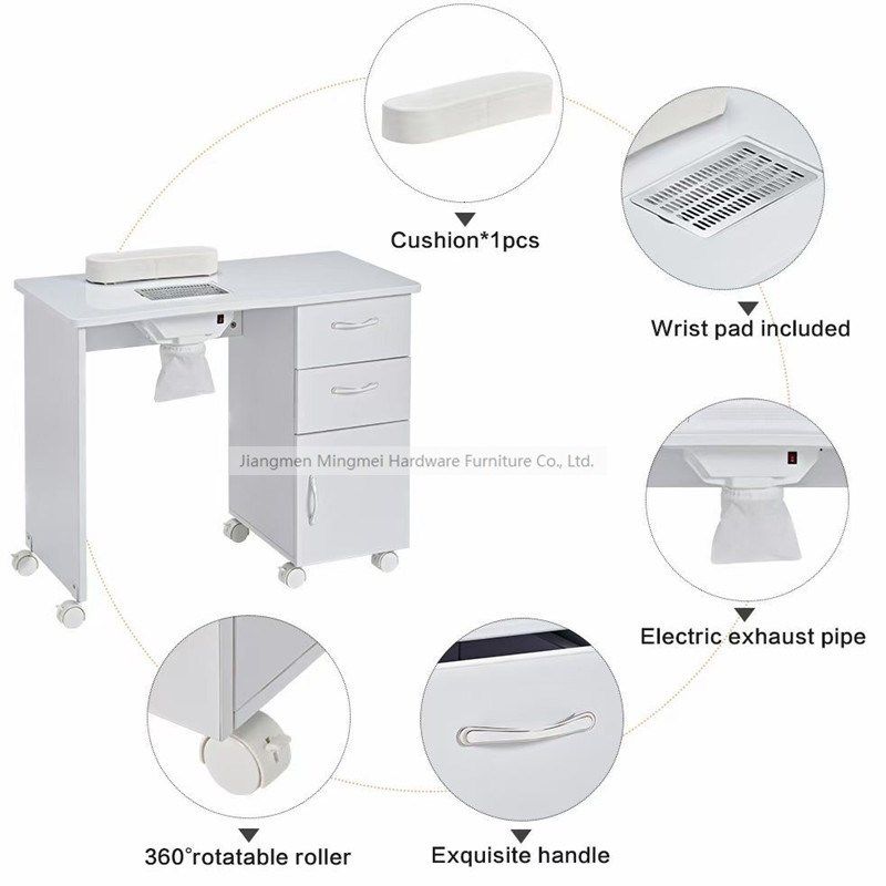美甲桌子现代简约单人美甲台带吸尘器可滑轮修甲桌带多层抽屉