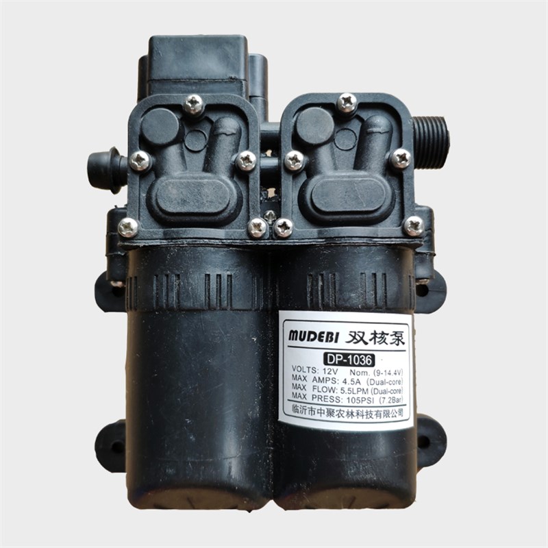 12V电动喷雾器水泵电机高压双泵变频水泵大功率车载洗车器抽水泵