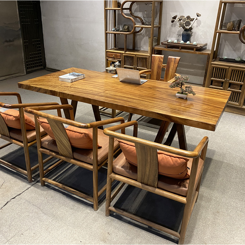 胡桃木办公桌餐桌书桌画案实木大板整块原木茶桌茶台原木老板桌