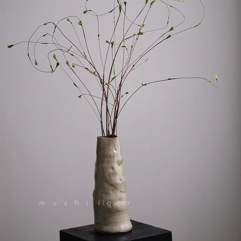 青雅绿复古陶罐花瓶摆件客厅插花轻奢高级感仿真花束桌面装饰摆花