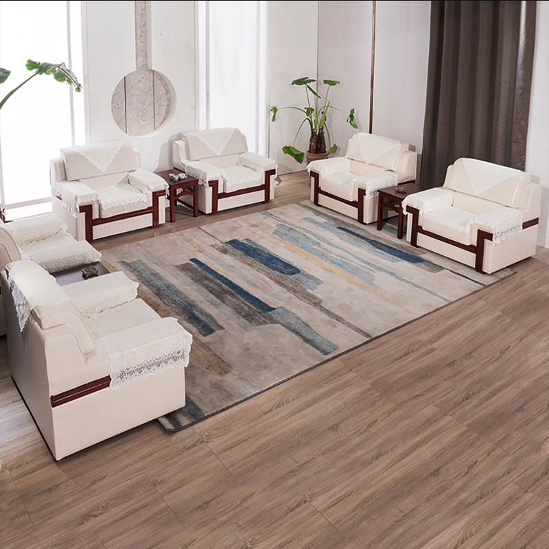 办公沙发简约布艺贵宾接待沙发商务洽谈会客单人位沙发茶几组合