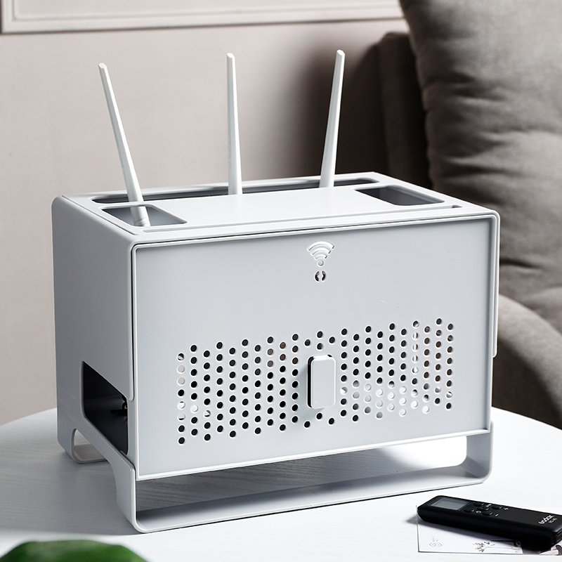 多功能带盖路由器收纳盒置物架桌面大号插座机顶盒光猫创意整理线