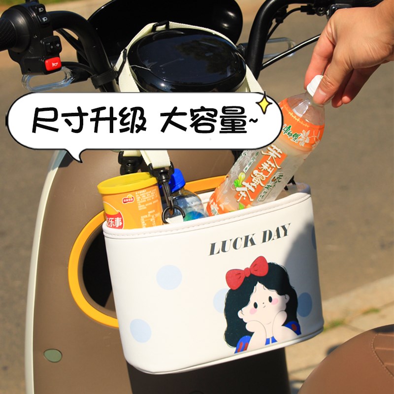电动车置a物桶卡通创意可爱黑发公主女性摩托电瓶通用款大容量收