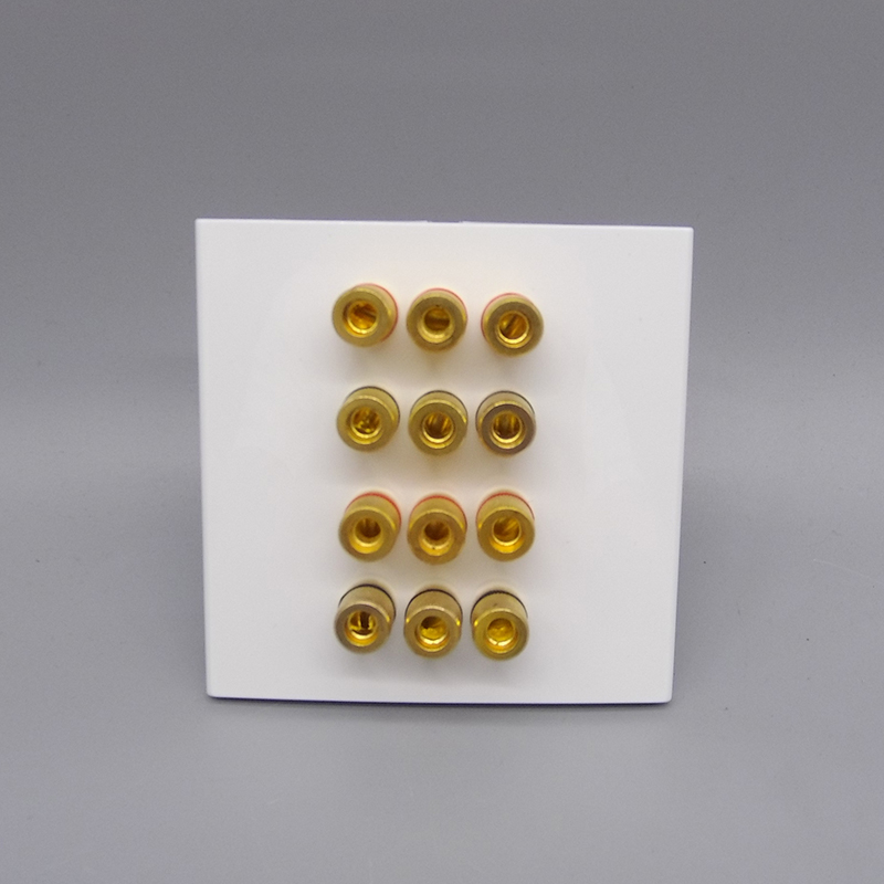 86型三位十二孔音响插座音箱接线柱音响喇叭香蕉座 12头音箱面板