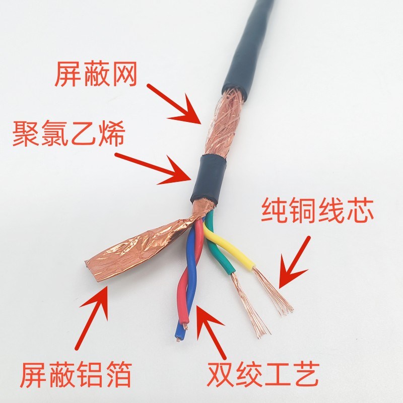 国标双绞屏蔽线RVSP2芯4芯6芯8芯0.3/0.5/0.751平方485通讯信号线