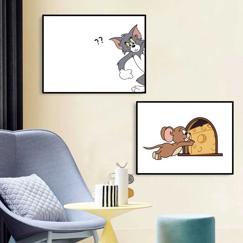 个性创意猫和老鼠电表箱装饰画餐厅遮挡配电箱电闸开关强弱电箱画