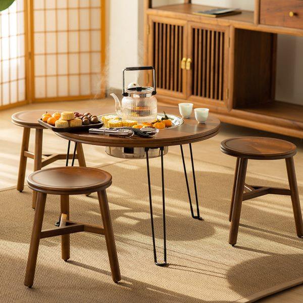 新中式楠竹围炉煮茶桌家用火锅炭烤户外网红烧烤简约折叠泡茶台,住宅家具,家用茶台/茶桌,淘宝优惠券,粉丝福利购,淘宝优惠卷